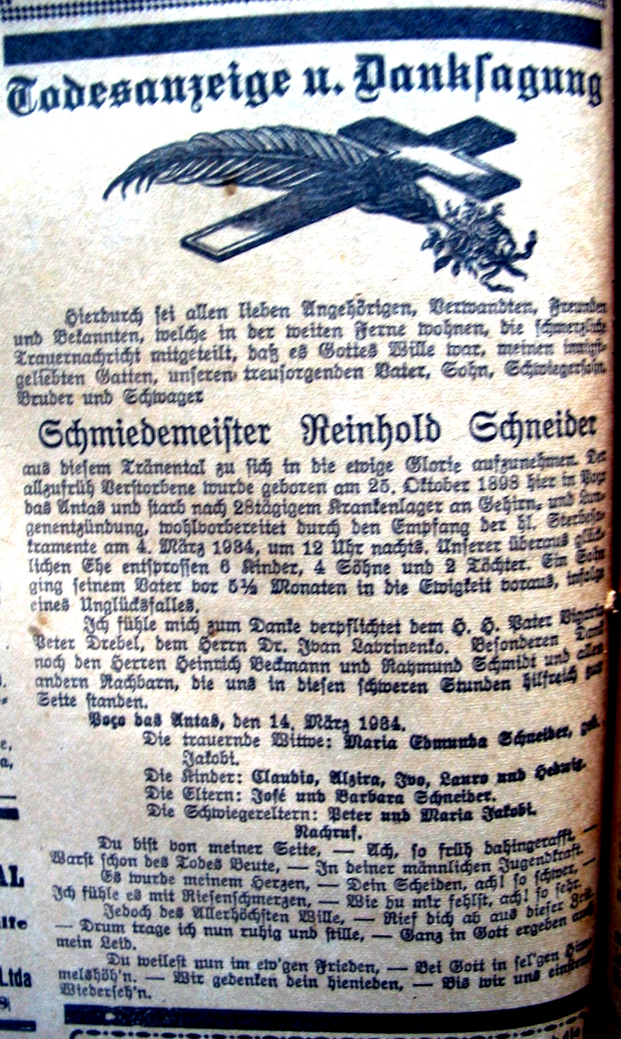 falecimento de Reinhold Schneider