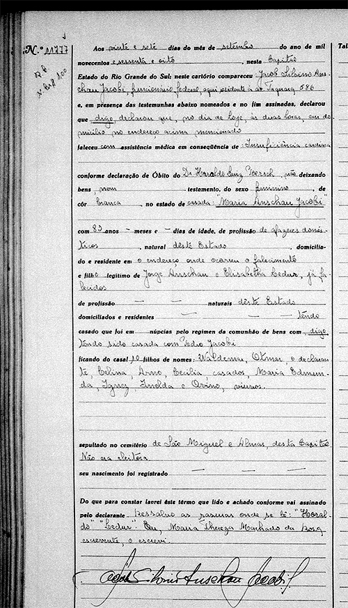 Óbito Maria Anschau Jacobi - 27/09/1968